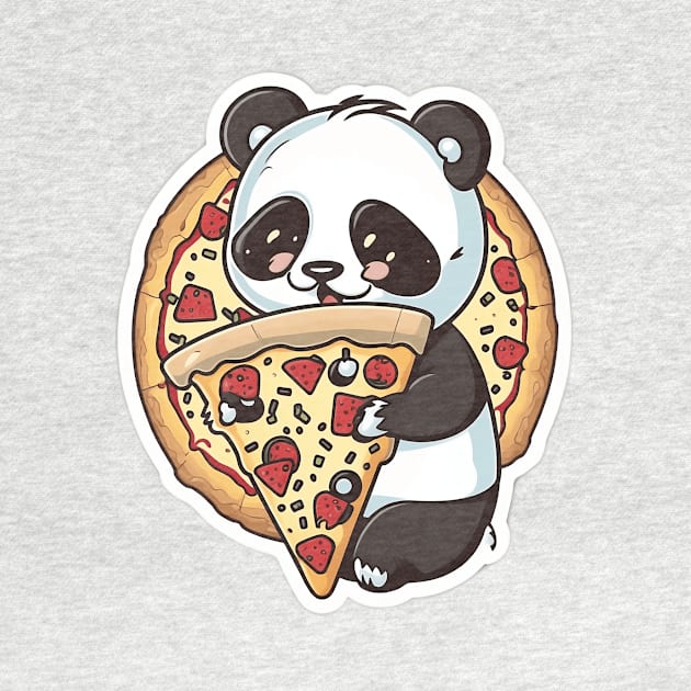 Cute Cartoon Panda Eating Pizza Funny Kawaii by kiddo200